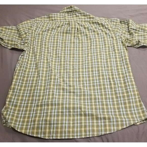 Mobile Bay Shirt Mens XXL Button Front Green Plaid Cotton Wrinkle Resistant - Picture 10 of 13